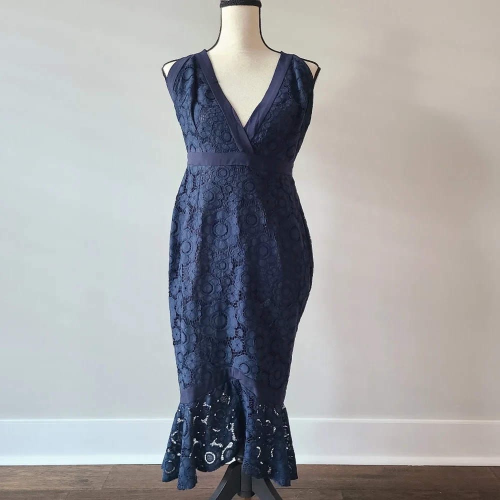 🍉 NWT Misguided Navy Lace Dress Size 8 - Picture 3 of 7